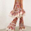 Luna Shirred Flare Pant Multi Floral Online