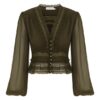 Luna V Neck Blouse Moss Online Luna V Neck Blouse Moss Online