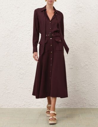 Luna Wool Midi Skirt Mahogany Online Luna Wool Midi Skirt Mahogany Online