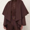 Luna Wool Tie Neck Cape Dark Chocolate Online Luna Wool Tie Neck Cape Dark Chocolate Online