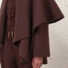 Luna Wool Tie Neck Cape Dark Chocolate Online Luna Wool Tie Neck Cape Dark Chocolate Online