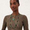 Mellow Stone Necklace Antique Gold/Malachite Online Mellow Stone Necklace Antique Gold/Malachite Online