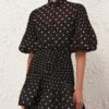 Pleated Button Blouse Black Dot Online