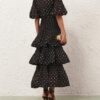 Pleated Button Blouse Black Dot Online