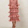Pleated Sleeved Midi Dress Lipstick Online Pleated Sleeved Midi Dress Lipstick Online