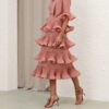 Pleated Sleeved Midi Dress Lipstick Online Pleated Sleeved Midi Dress Lipstick Online