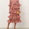 Pleated Sleeved Midi Dress Lipstick Online Pleated Sleeved Midi Dress Lipstick Online