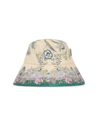 Printed Long Brim Bucket Hat Cream Scarf Floral Online Printed Long Brim Bucket Hat Cream Scarf Floral Online