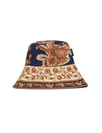 Printed Long Brim Bucket Hat Navy Jacobean Online Printed Long Brim Bucket Hat Navy Jacobean Online