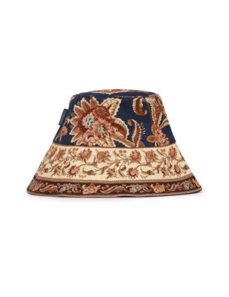 Printed Long Brim Bucket Hat Navy Jacobean Online Printed Long Brim Bucket Hat Navy Jacobean Online
