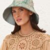 Printed Long Brim Bucket Hat Tapestry Teal Multi Online Printed Long Brim Bucket Hat Tapestry Teal Multi Online