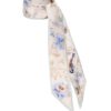 Printed Silk Ribbon Scarf Blue Songbird Online Printed Silk Ribbon Scarf Blue Songbird Online