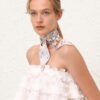 Printed Silk Ribbon Scarf Blue Songbird Online Printed Silk Ribbon Scarf Blue Songbird Online