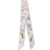 Printed Silk Ribbon Scarf Blue Songbird Online Printed Silk Ribbon Scarf Blue Songbird Online