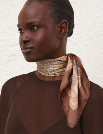 Printed Silk Square 70 Latte Leopard Online Printed Silk Square 70 Latte Leopard Online