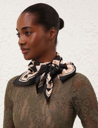 Printed Silk Square 90 Black Stripe Online Printed Silk Square 90 Black Stripe Online