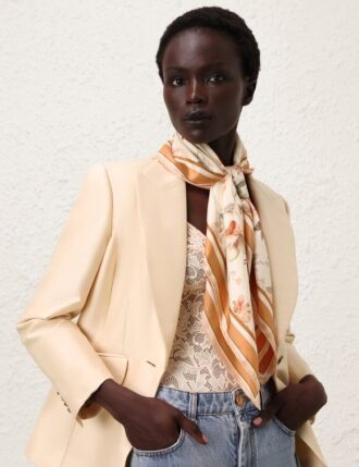 Printed Silk Square 90 Cream Songbird Online Printed Silk Square 90 Cream Songbird Online