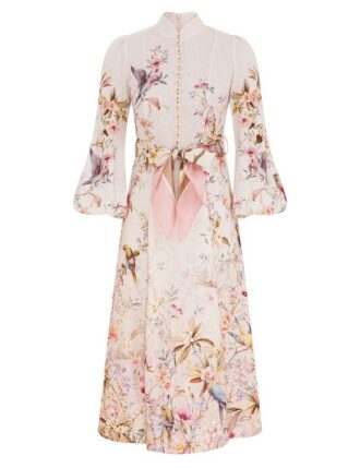 Rebellion Button Midi Dress Cream Aviary Online