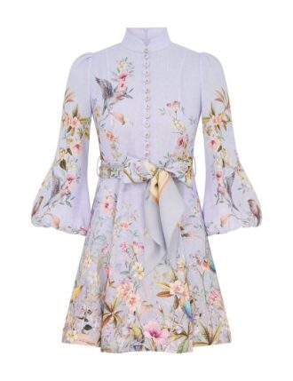 Rebellion Button Mini Dress Blue Aviary Online