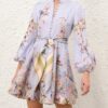 Rebellion Button Mini Dress Blue Aviary Online