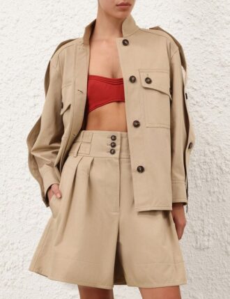 Rebellion Cargo Jacket Beige Online
