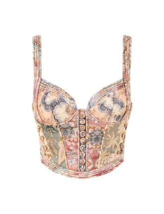 Rebellion Corded Bustier Spliced Floral Online