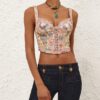 Rebellion Corded Bustier Spliced Floral Online Rebellion Corded Bustier Spliced Floral Online
