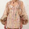 Rebellion Corded Mini Dress Spliced Floral Online Rebellion Corded Mini Dress Spliced Floral Online