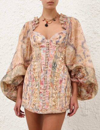 Rebellion Corded Mini Dress Spliced Floral Online