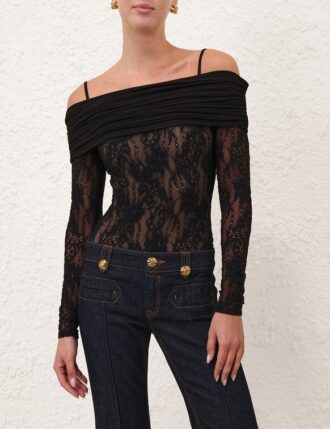 Rebellion Draped Bodysuit Black Online