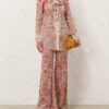 Rebellion Flare Pant Rust Floral Online Rebellion Flare Pant Rust Floral Online