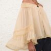 Rebellion Fray Flutter Blouse Cream Online