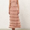 Rebellion Frill Midi Skirt Metallic Rose Gold Online Rebellion Frill Midi Skirt Metallic Rose Gold Online