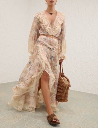 Rebellion Lace Maxi Skirt Cream Floral Online Rebellion Lace Maxi Skirt Cream Floral Online
