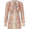 Rebellion Pussybow Shirt Rust Floral Online Rebellion Pussybow Shirt Rust Floral Online