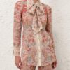 Rebellion Pussybow Shirt Rust Floral Online Rebellion Pussybow Shirt Rust Floral Online
