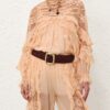 Rebellion Splice Billow Blouse Peach Online Rebellion Splice Billow Blouse Peach Online