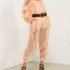 Rebellion Splice Billow Blouse Peach Online Rebellion Splice Billow Blouse Peach Online
