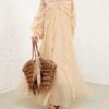 Rebellion Splice Billow Dress Cream Online Rebellion Splice Billow Dress Cream Online